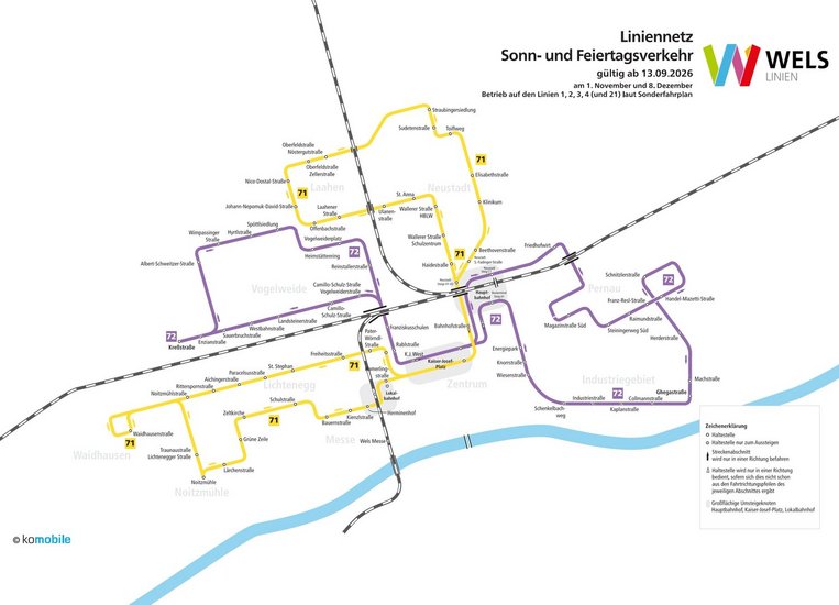Netzplan Sonntagsbus - Wels Linien 71 und 72 Netzplan Sonntagsbus - Wels Linien 71 und 72